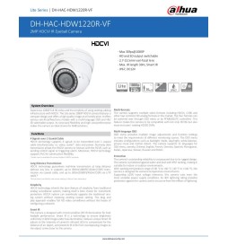 DAHUA Telecamera Dome 2MPX 1080P@25fps, 4/1 AHD/CVI/TVI/CVBS, varifocal 2.7-13.5mm,