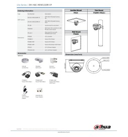 DAHUA Telecamera Dome 2MPX 1080P@25fps, 4/1 AHD/CVI/TVI/CVBS, varifocal 2.7-13.5mm,