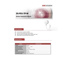 Hikvision Rilevatore Temperatura Alarm 433Mhz DS-PD1-TP-W