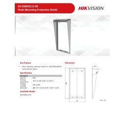 Hikvision Supporto Telaio Parasole Flush DS-KABV8113-RS-F