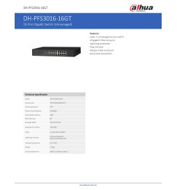 Dahua 16-Port Gigabit Switch Unmanaged PFS3016-16GT