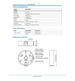 Dahua Basetta Telecamera Aluminio PFA136