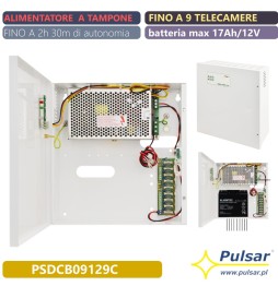 ALIMENTATORE TAMPONE 9X TELECAMERE HD TVCC PULSAR PSDCB09129C UPS