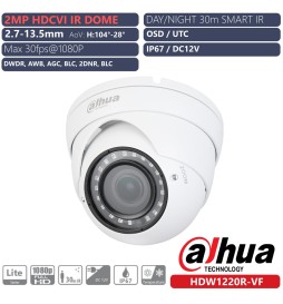 DAHUA Telecamera Dome 2MPX 1080P@25fps, 4/1 AHD/CVI/TVI/CVBS, varifocal 2.7-13.5mm,