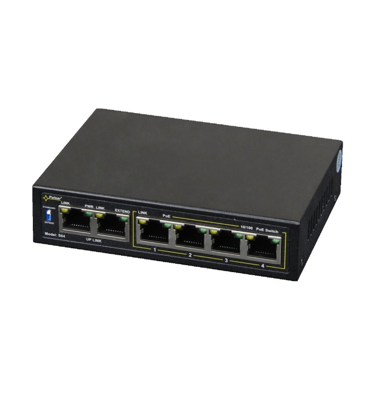 Pulsar 6-port PoE switch for 4 IP cameras 6 ports (4xPoE + 2xUPLINK