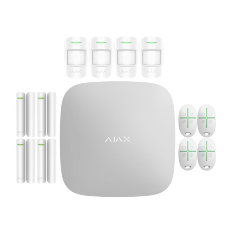 AJAX Kit Allarme Wifi Hub + 4x Motionprotect + 4x Doorprotect + 4x Spacecontrol